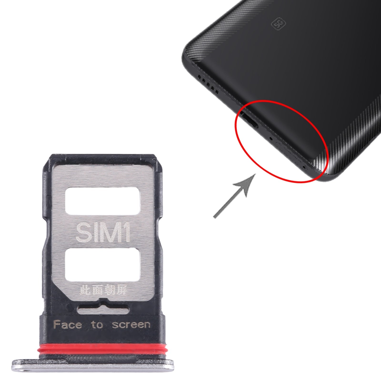 For Xiaomi Redmi K60 SIM Card Tray + SIM Card Tray (Silver)