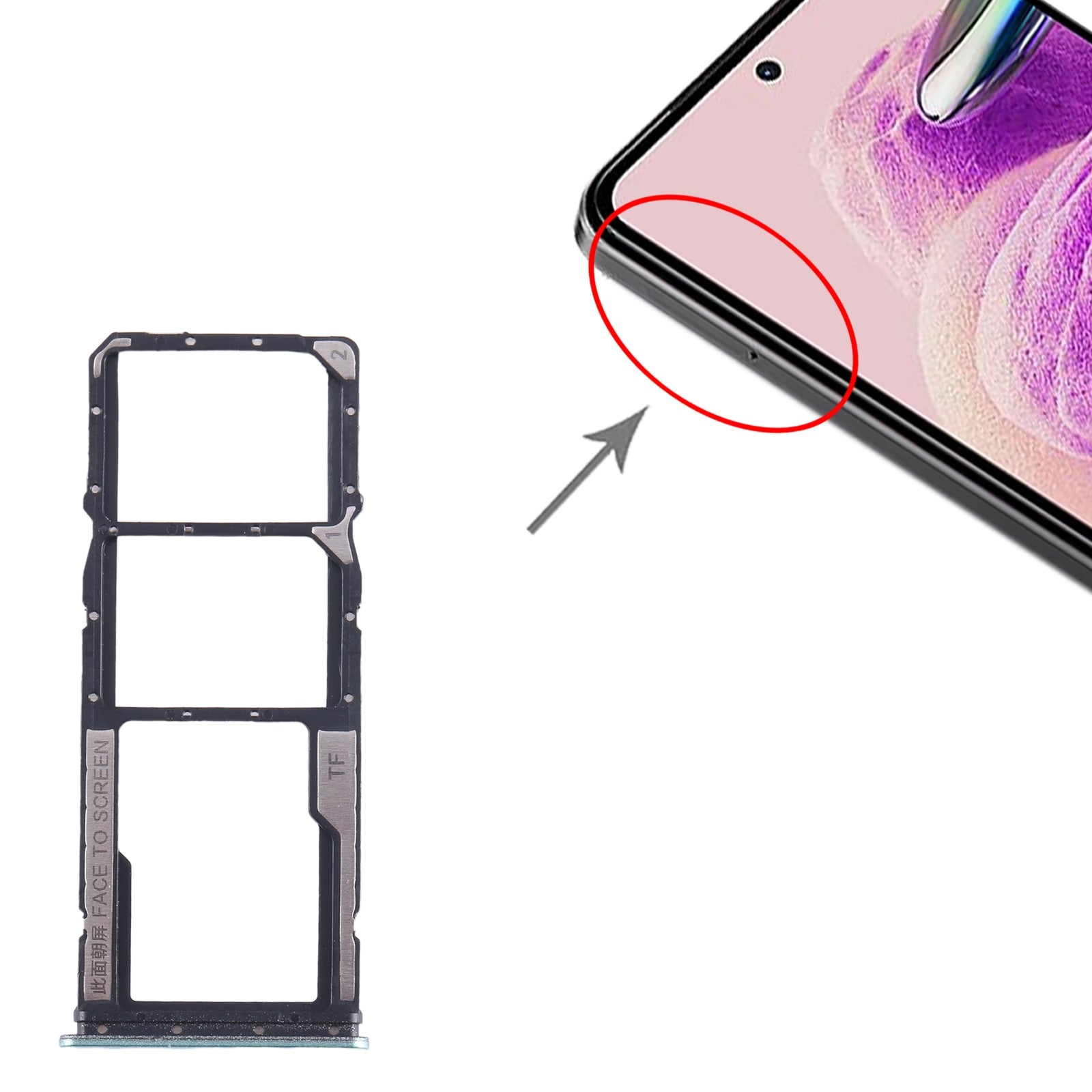 For Xiaomi Redmi Note 12s SIM Card Tray + SIM Card Tray + Micro SD Card Tray (Green)