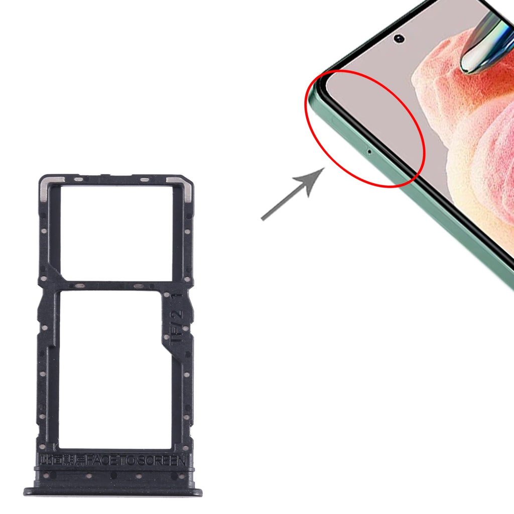 For Xiaomi Redmi 12 4G SIM Card Tray + SIM Card Tray / Micro SD Card Tray (Black)