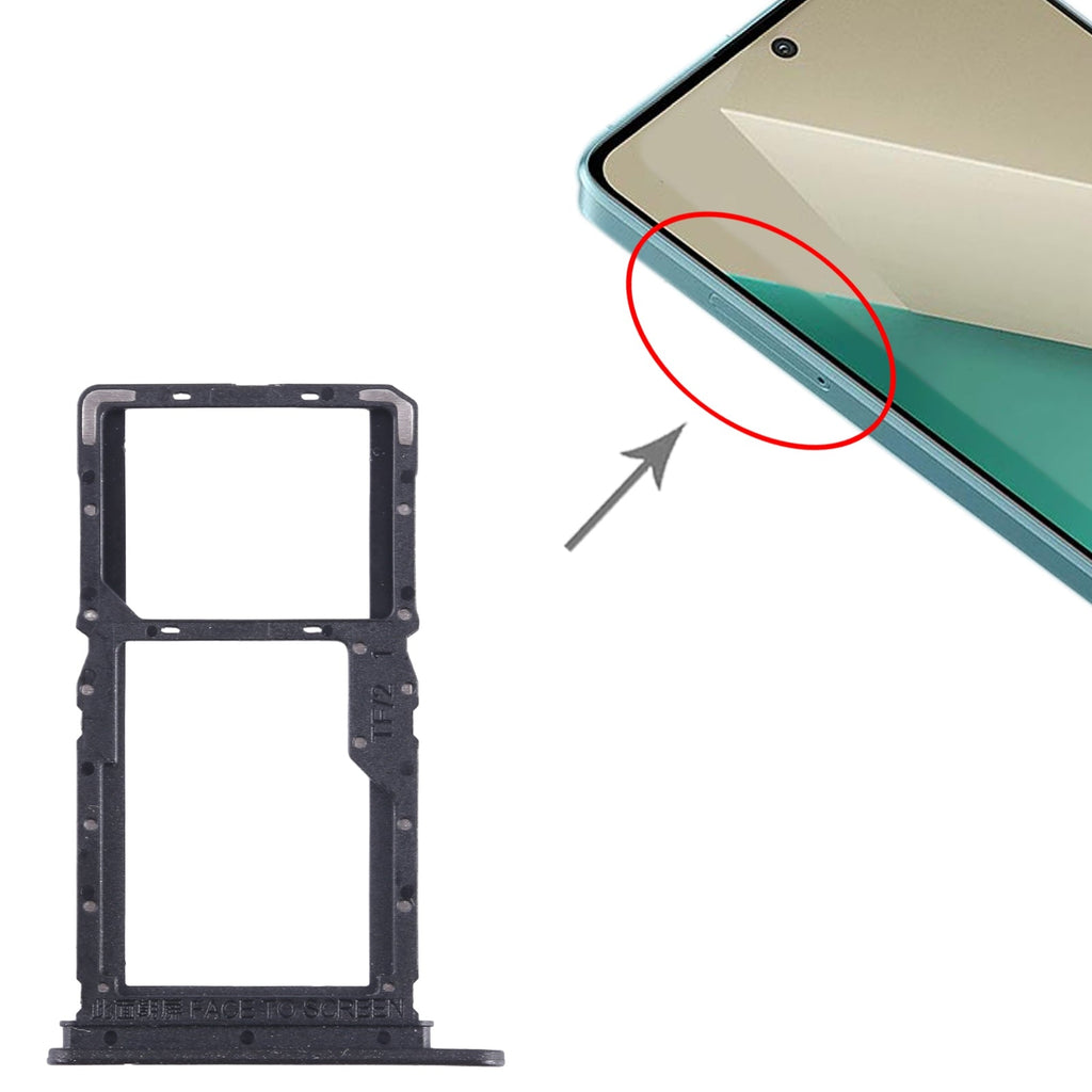 For Xiaomi Redmi Note 13 5G SIM Card Tray + SIM / Micro SD Card Tray (Black)