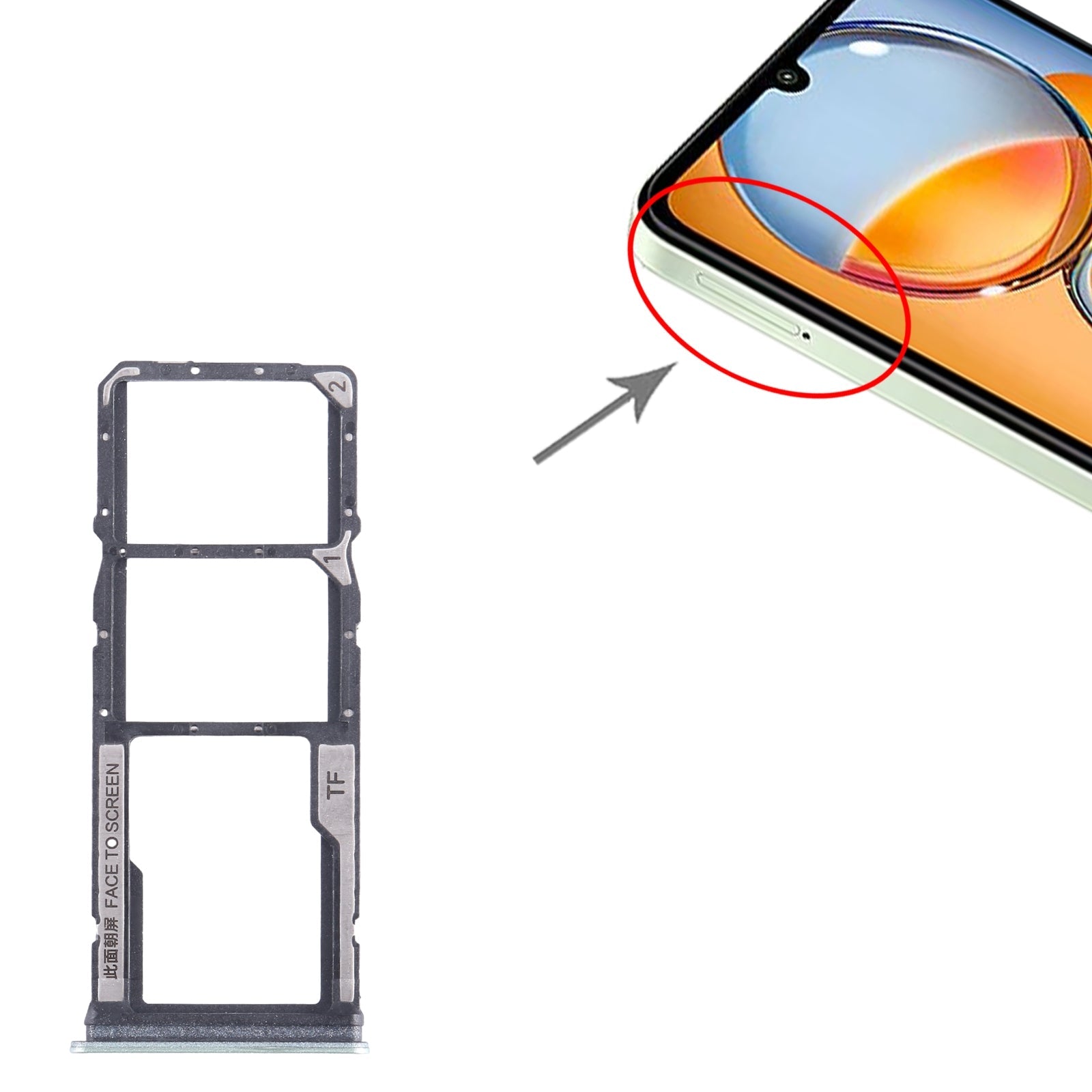 For Xiaomi Redmi 13C 4G SIM Card Tray + SIM Card Tray + Micro SD Card Tray (Green)