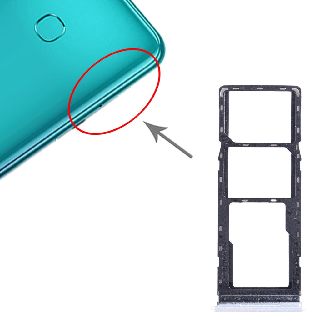 For Tecno Spark Go 2022 SIM Card Tray + SIM Card Tray + Micro SD Card Tray (Silver)