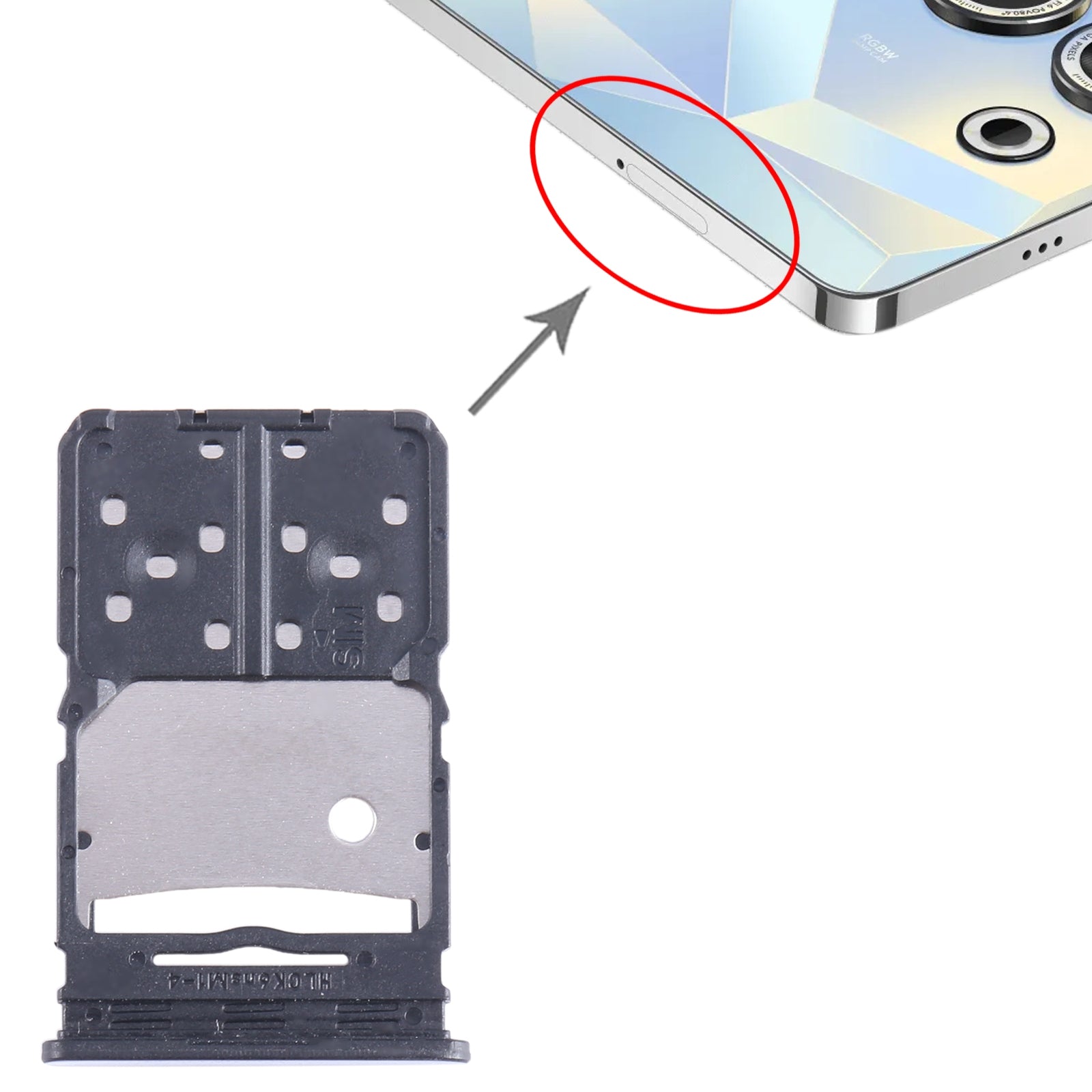 For Tecno Camon 20 SIM Card Tray + Micro SD Card Tray (Silver)