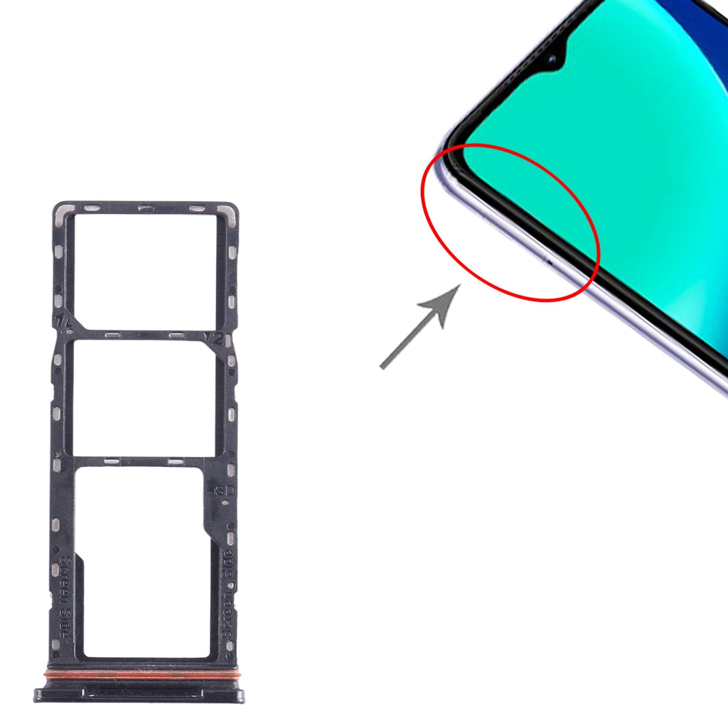 For Infinix Hot 10i X659B SIM Card Tray + SIM Card Tray + Micro SD Card Tray (Black)