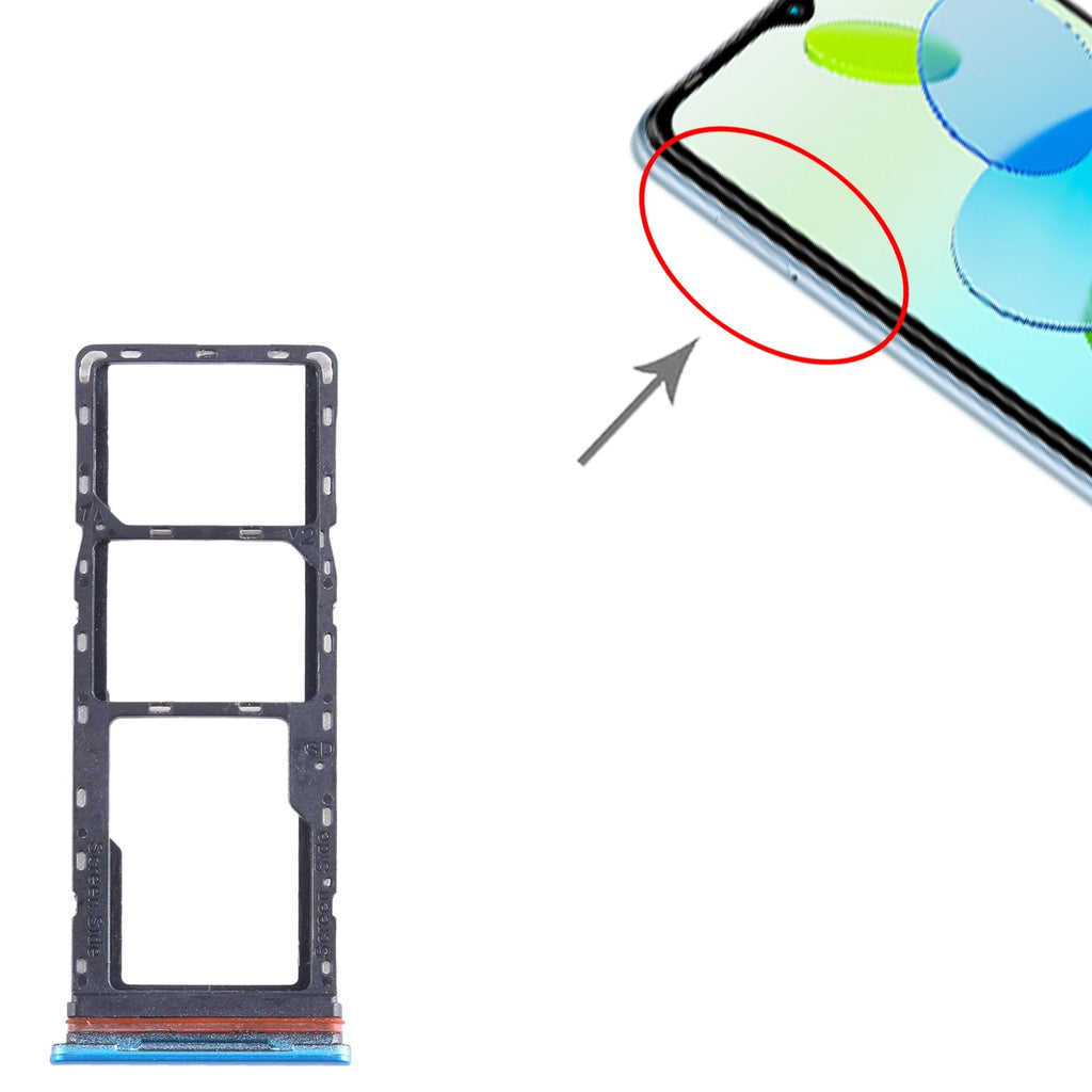 For Infinix Smart 6 X6511B SIM Card Tray + SIM Card Tray + Micro SD Card Tray (Blue)