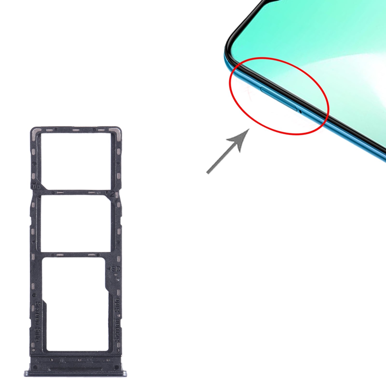 For Infinix Hot 11 Play SIM Card Tray + SIM Card Tray + Micro SD Card Tray (Black)