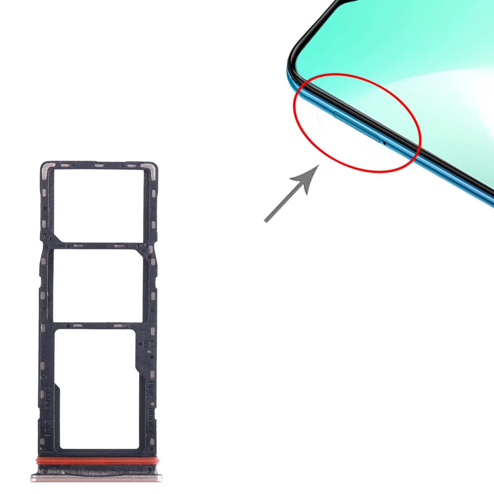 For Infinix Hot 11 Play SIM Card Tray + SIM Card Tray + Micro SD Card Tray (Gold)