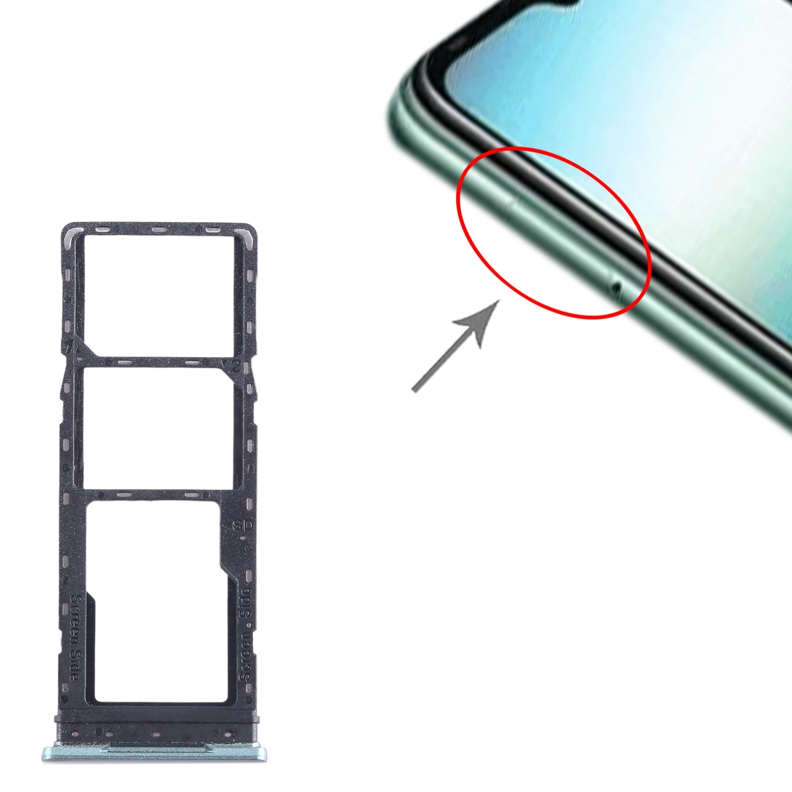 For Infinix Hot 12i X665B SIM Card Tray + SIM Card Tray + Micro SD Card Tray (Green)