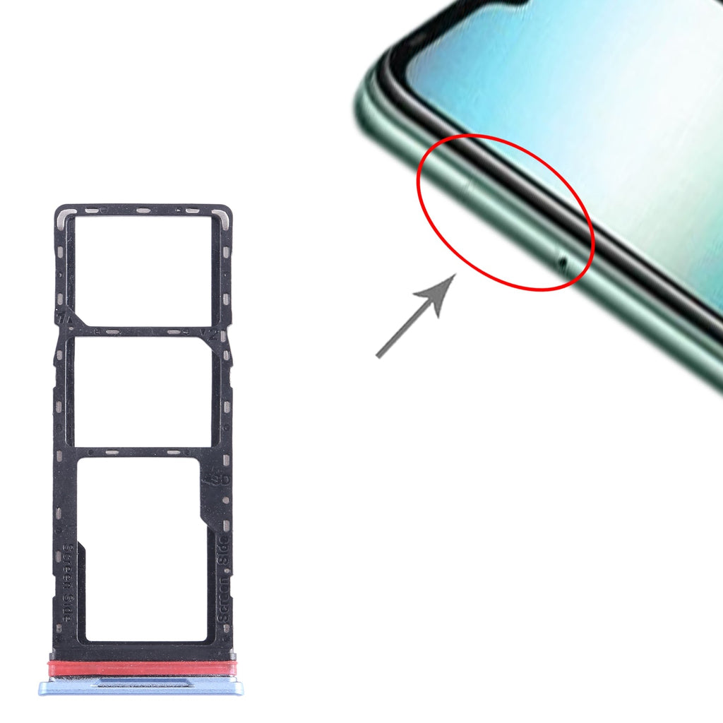 For Infinix Hot 12i X665B SIM Card Tray + SIM Card Tray + Micro SD Card Tray (Blue)