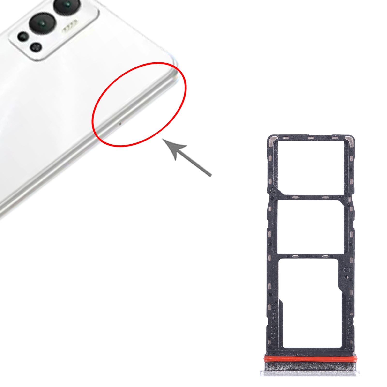 For Infinix Hot 12 X6817 SIM Card Tray + SIM Card Tray + Micro SD Card Tray (Silver)