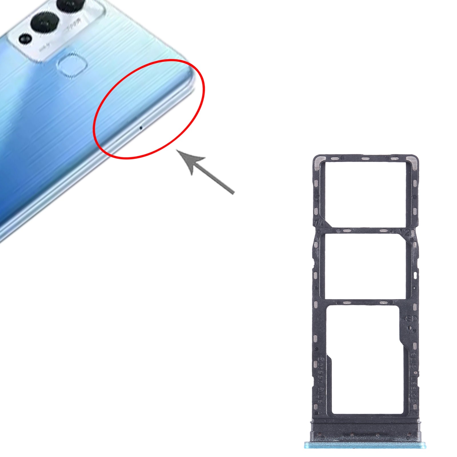 For Infinix Hot 12 Play NFC X6816C SIM Card Tray + SIM Card Tray + Micro SD Card Tray (Blue)