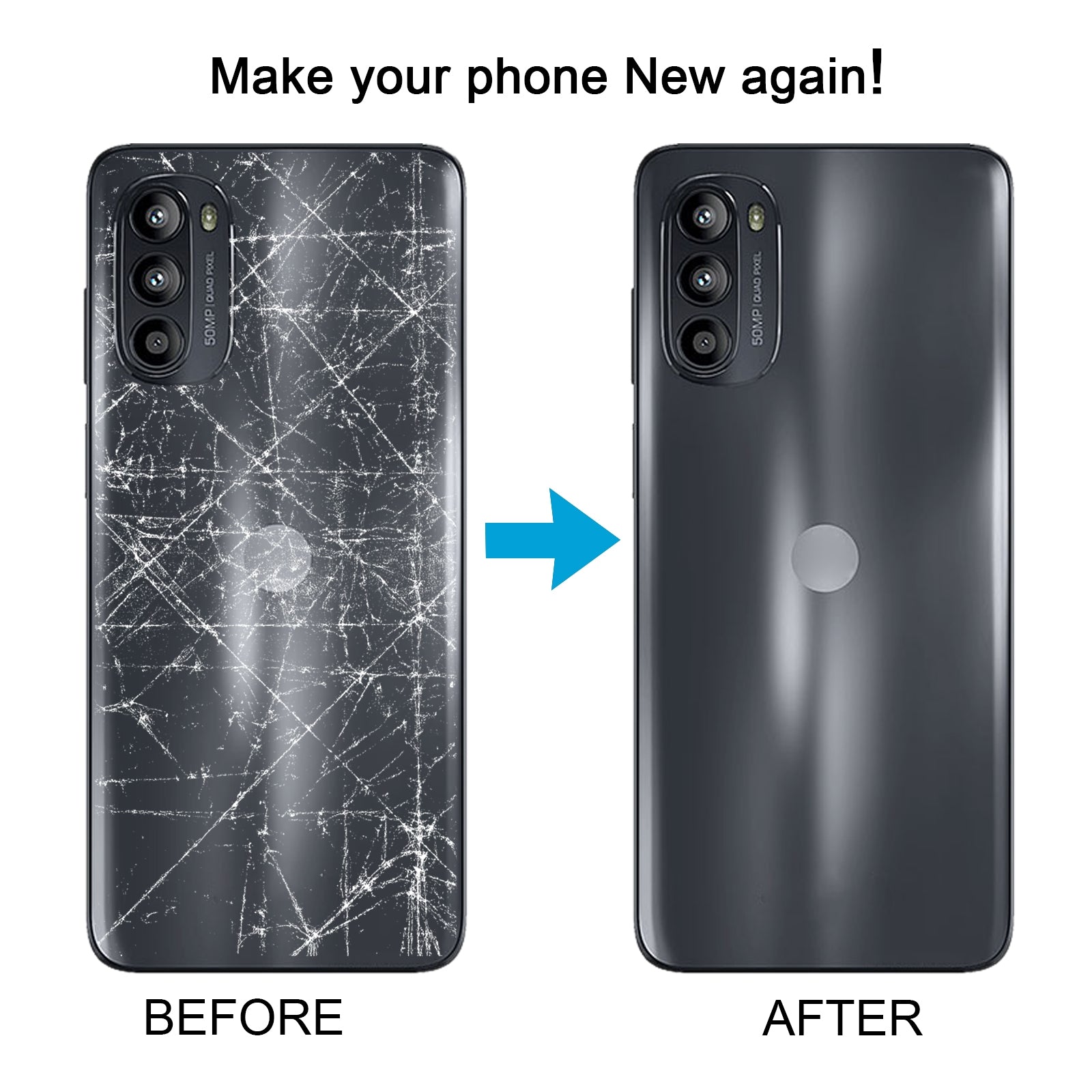 For Motorola Moto G52 Original Battery Back Cover(Blue)