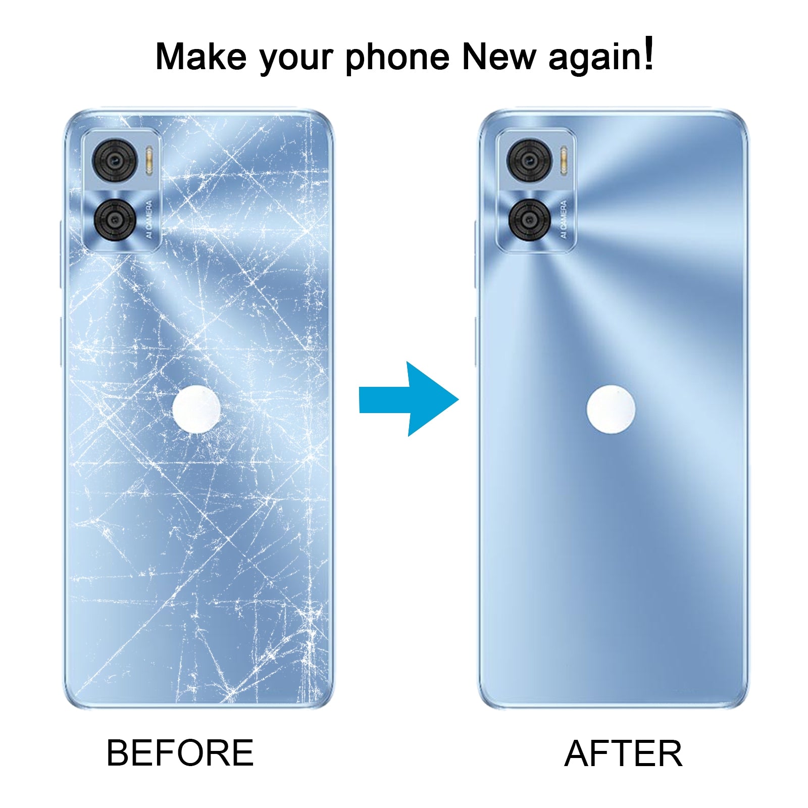 For Motorola Moto E22 Original Battery Back Cover(Light Blue)