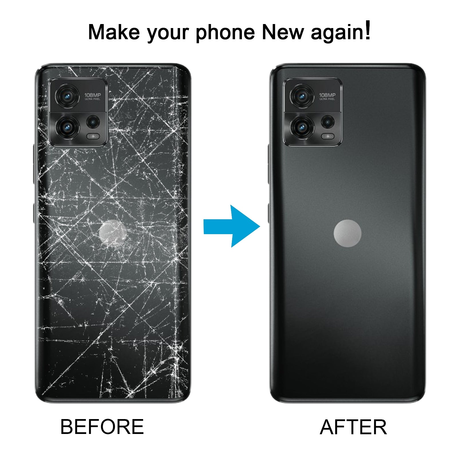 For Motorola Moto G72 Original Battery Back Cover(Blue)
