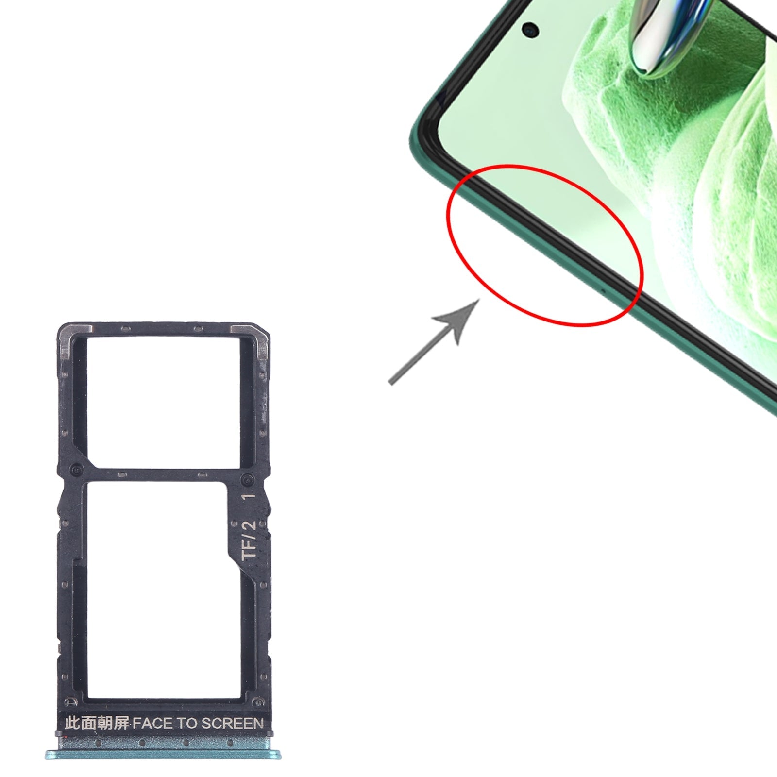 For Xiaomi Redmi Note 12 5G SIM Card Tray + SIM / Micro SD Card Tray (Green)