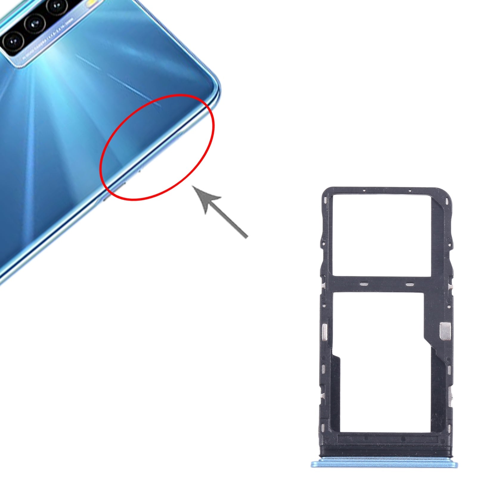 For TCL 20L / 20 Lite Original SIM Card Tray + Micro SD Card Tray (Blue)