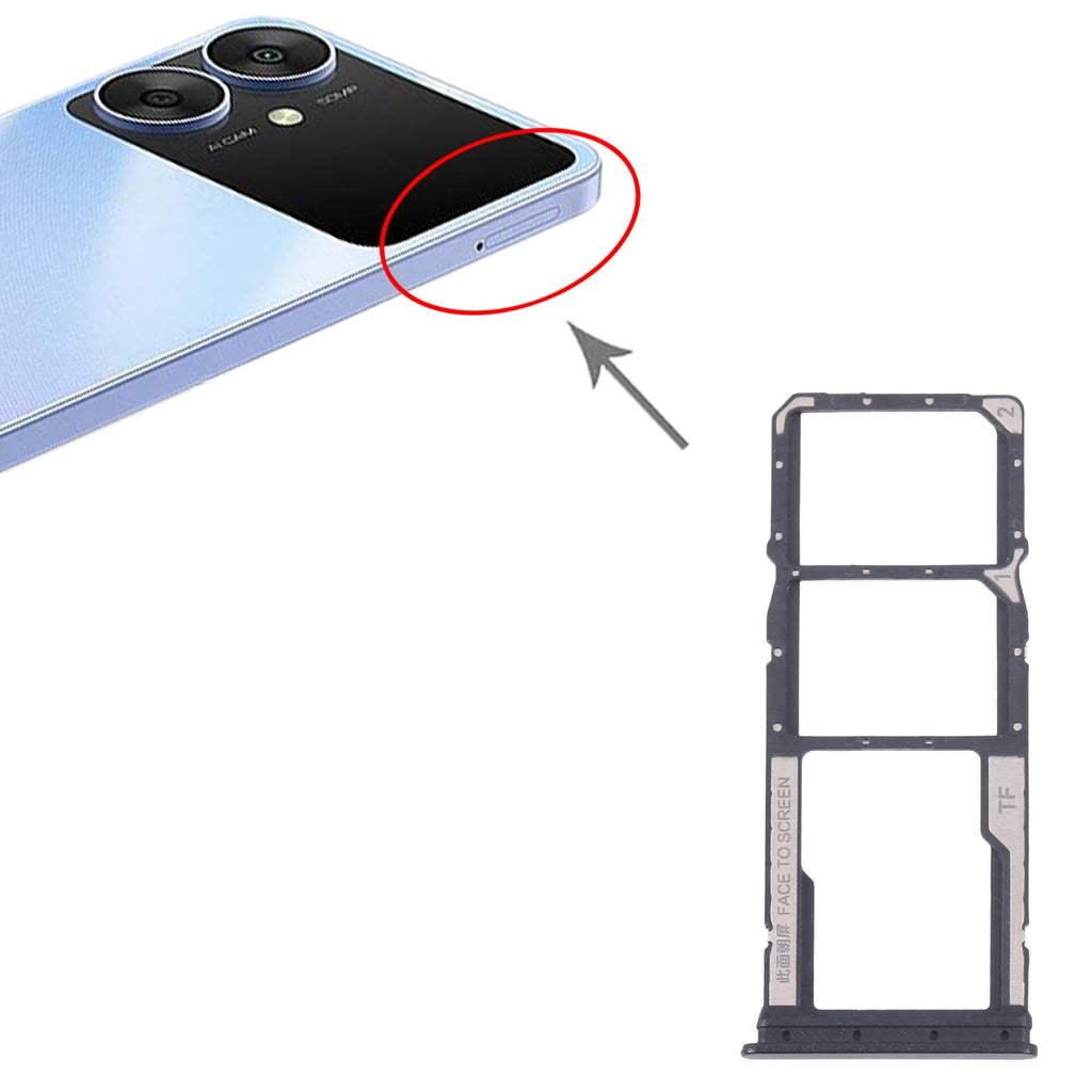 For Xiaomi Redmi 13R Original SIM Card Tray + SIM Card Tray + Micro SD Card Tray (Black)