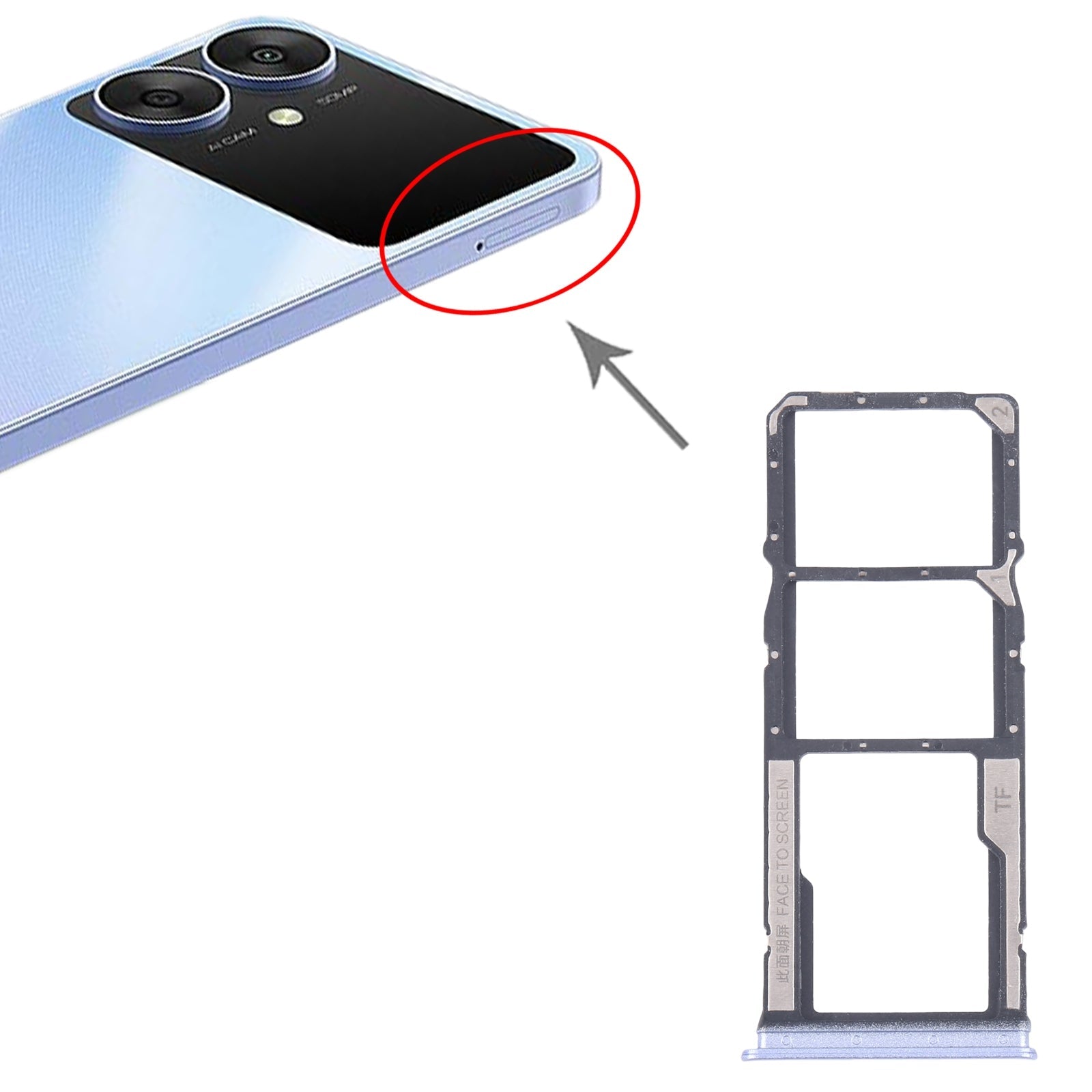 For Xiaomi Redmi 13R Original SIM Card Tray + SIM Card Tray + Micro SD Card Tray (Blue)