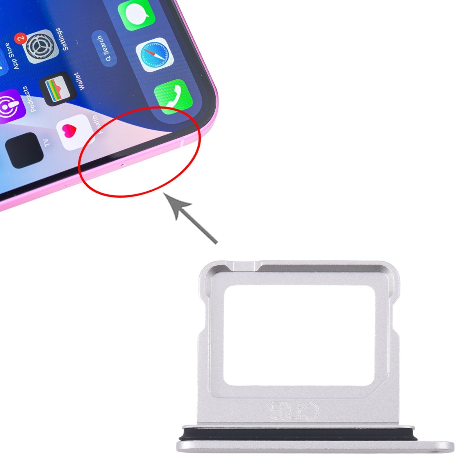 For iPhone 16 SIM Card Tray (Silver)