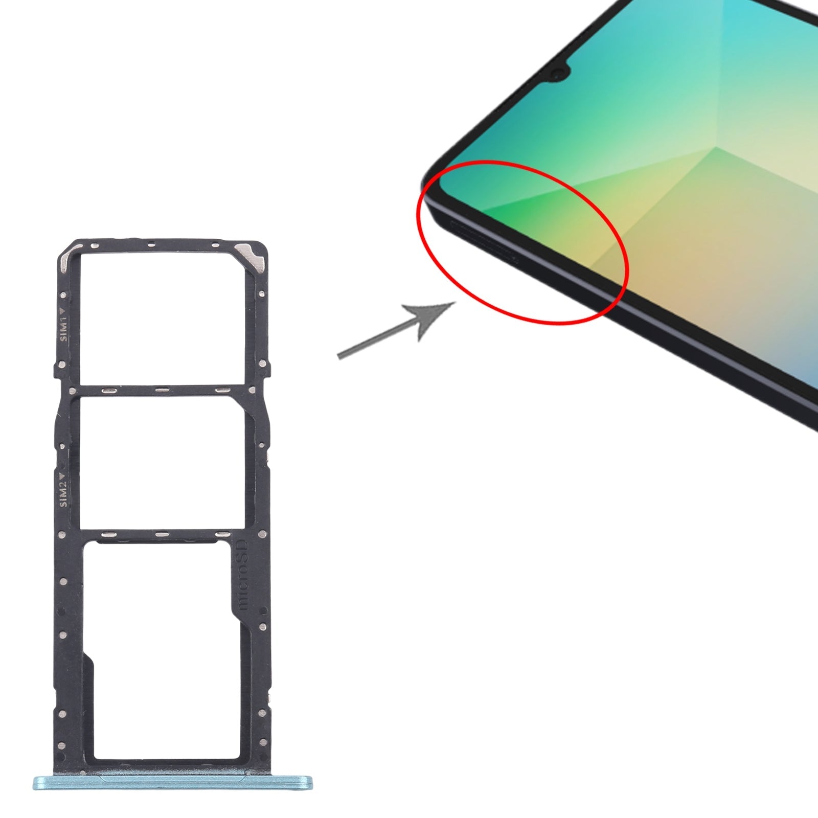 For Samsung Galaxy A06 SM-A065F Original SIM Card Tray + SIM Card Tray + Micro SD Card Tray (Green)