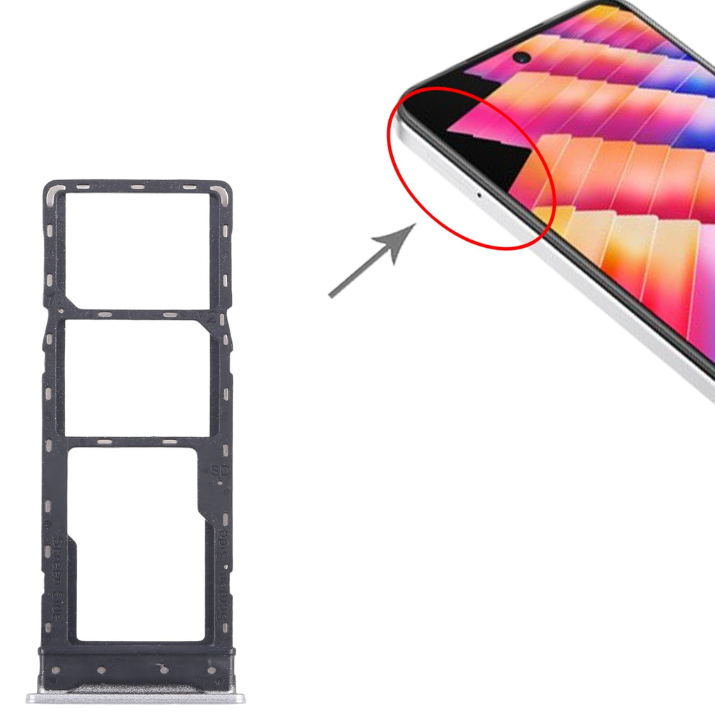 For Infinix Hot 30 Play NFC X6835 5pcs SIM Card Tray + SIM Card Tray + Micro SD Card Tray (Silver)