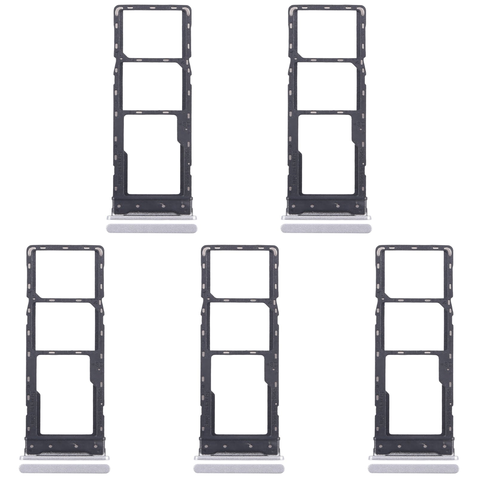 For Infinix Hot 30 Play NFC X6835 5pcs SIM Card Tray + SIM Card Tray + Micro SD Card Tray (Silver)