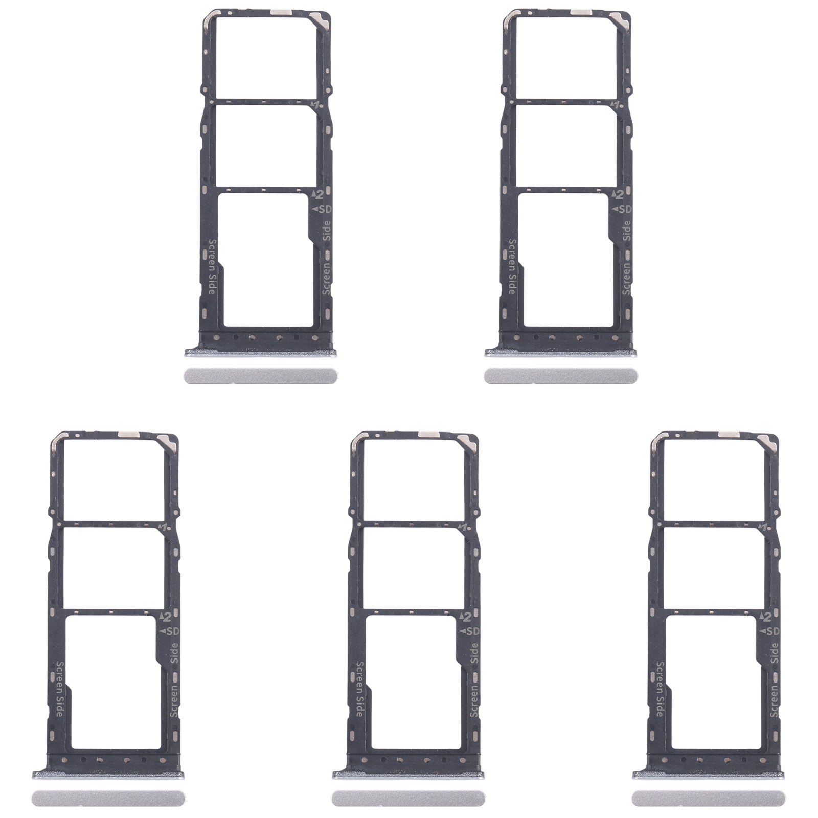 For Infinix Smart 8 Plus X6526 5pcs SIM Card Tray + SIM Card Tray + Micro SD Card Tray (Silver)