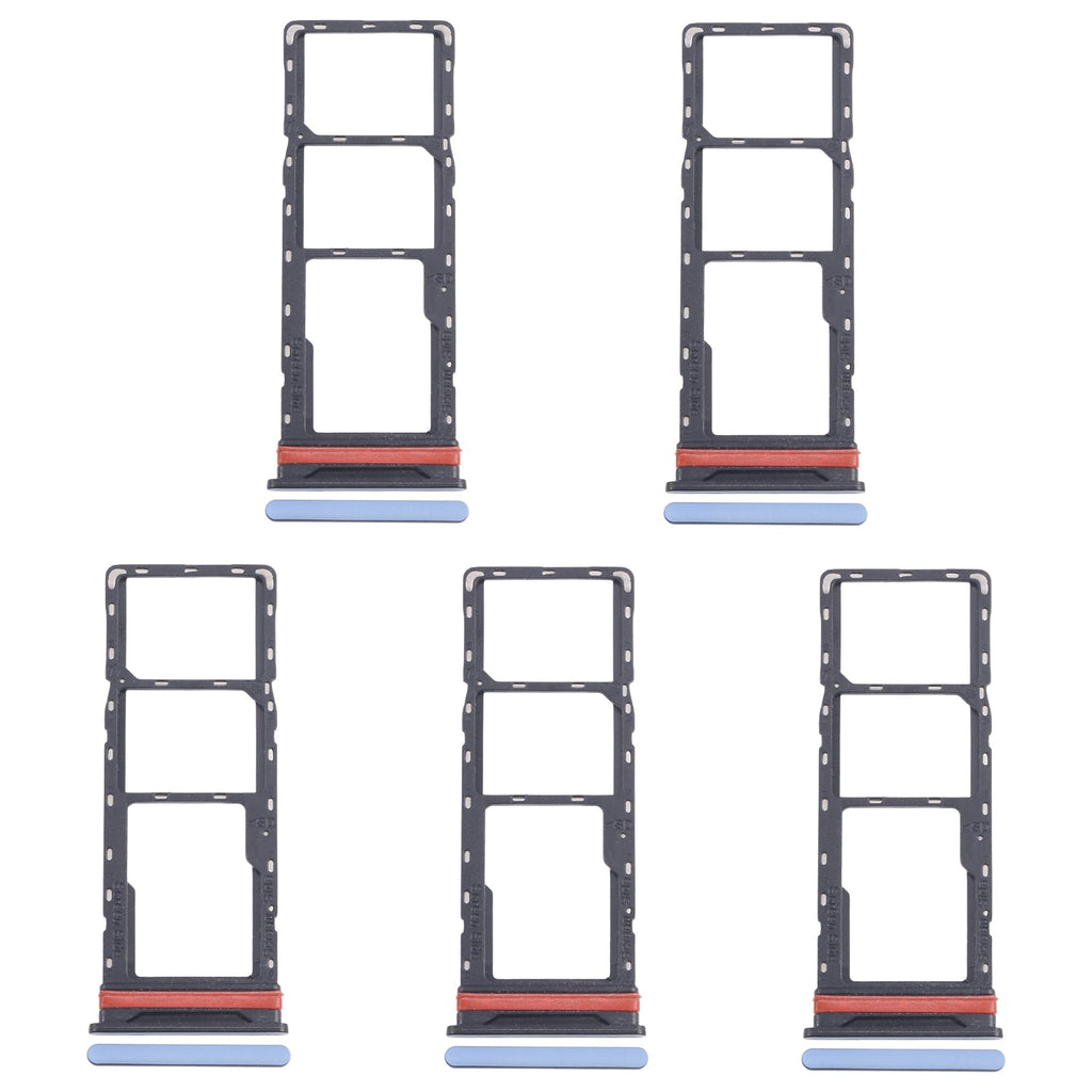 For Infinix Hot 40i X6528B 5pcs SIM Card Tray + SIM Card Tray + Micro SD Card Tray (Blue)