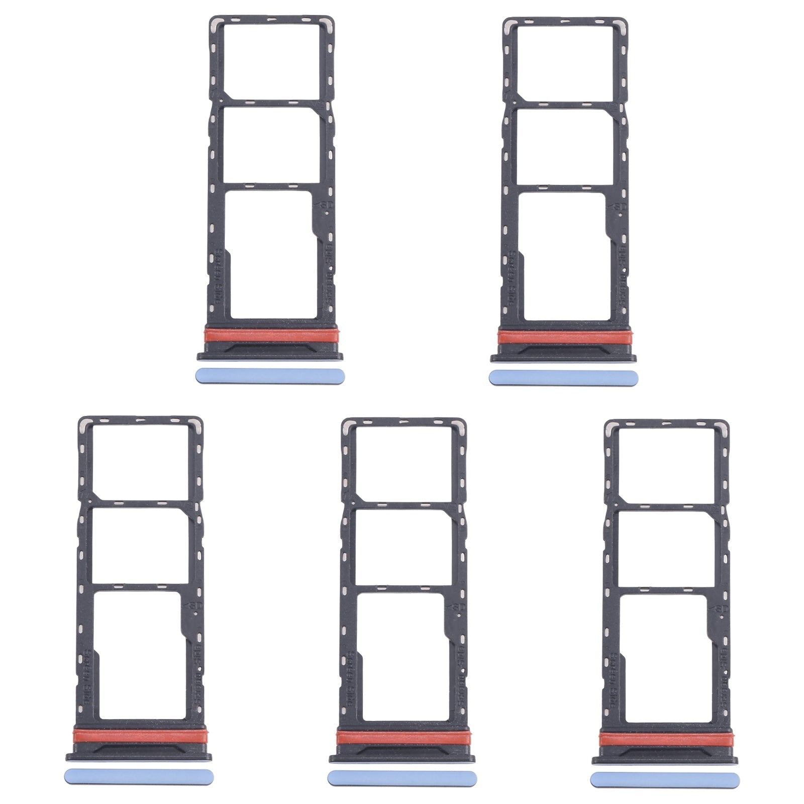 For Infinix Hot 40i X6528B 5pcs SIM Card Tray + SIM Card Tray + Micro SD Card Tray (Blue)