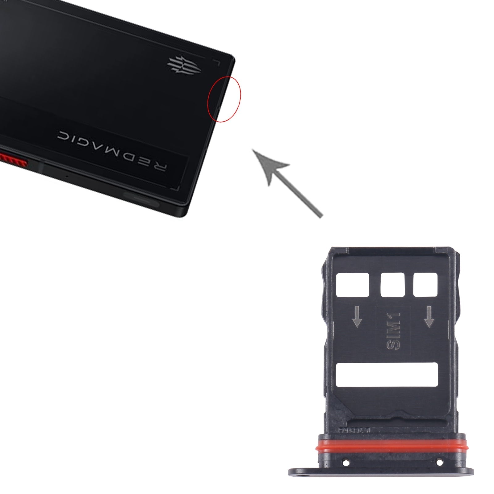For ZTE nubia RedMagic 9 Pro NX769J SIM Card Tray + SIM Card Tray (Black)
