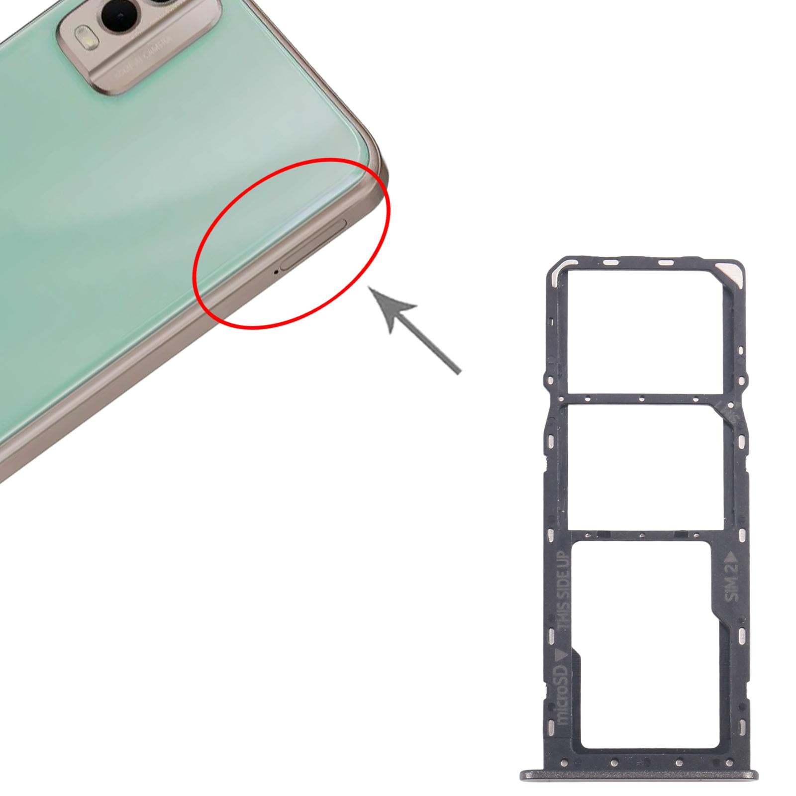 For Nokia C32 Original SIM Card Tray + SIM Card Tray + Micro SD Card Tray (Black)