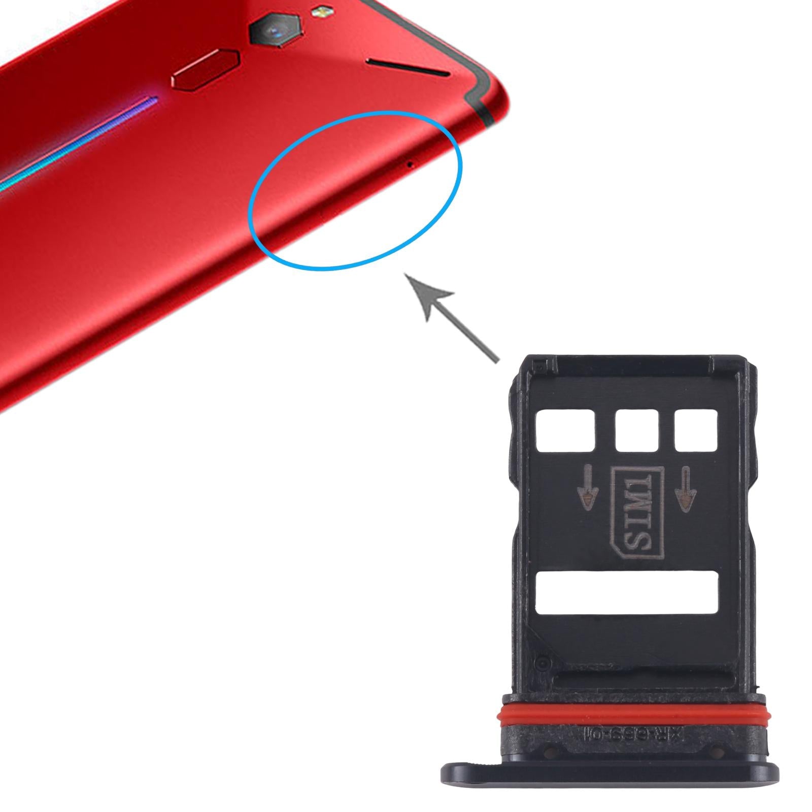 For ZTE nubia RedMagic 6 NX669J SIM Card Tray + SIM Card Tray (Black)