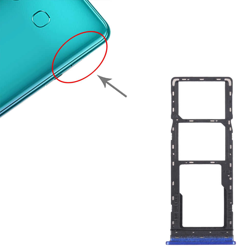 For Infinix Hot 9 Pro SIM Card Tray + SIM Card Tray + Micro SD Card Tray (Blue)