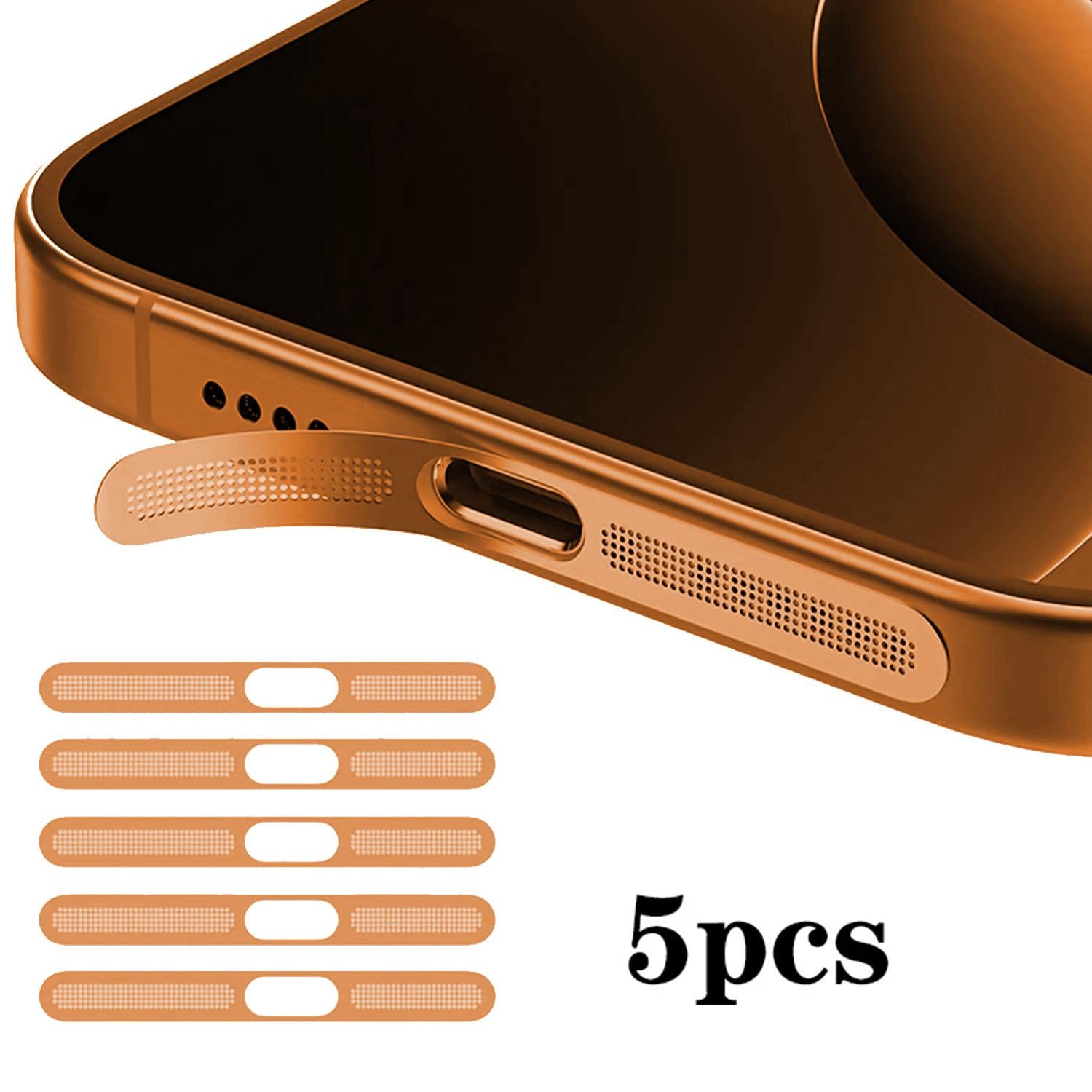For iPhone 17 Pro 5pcs High-Density Metallic Integrated Speaker Dust Cover(Orange)