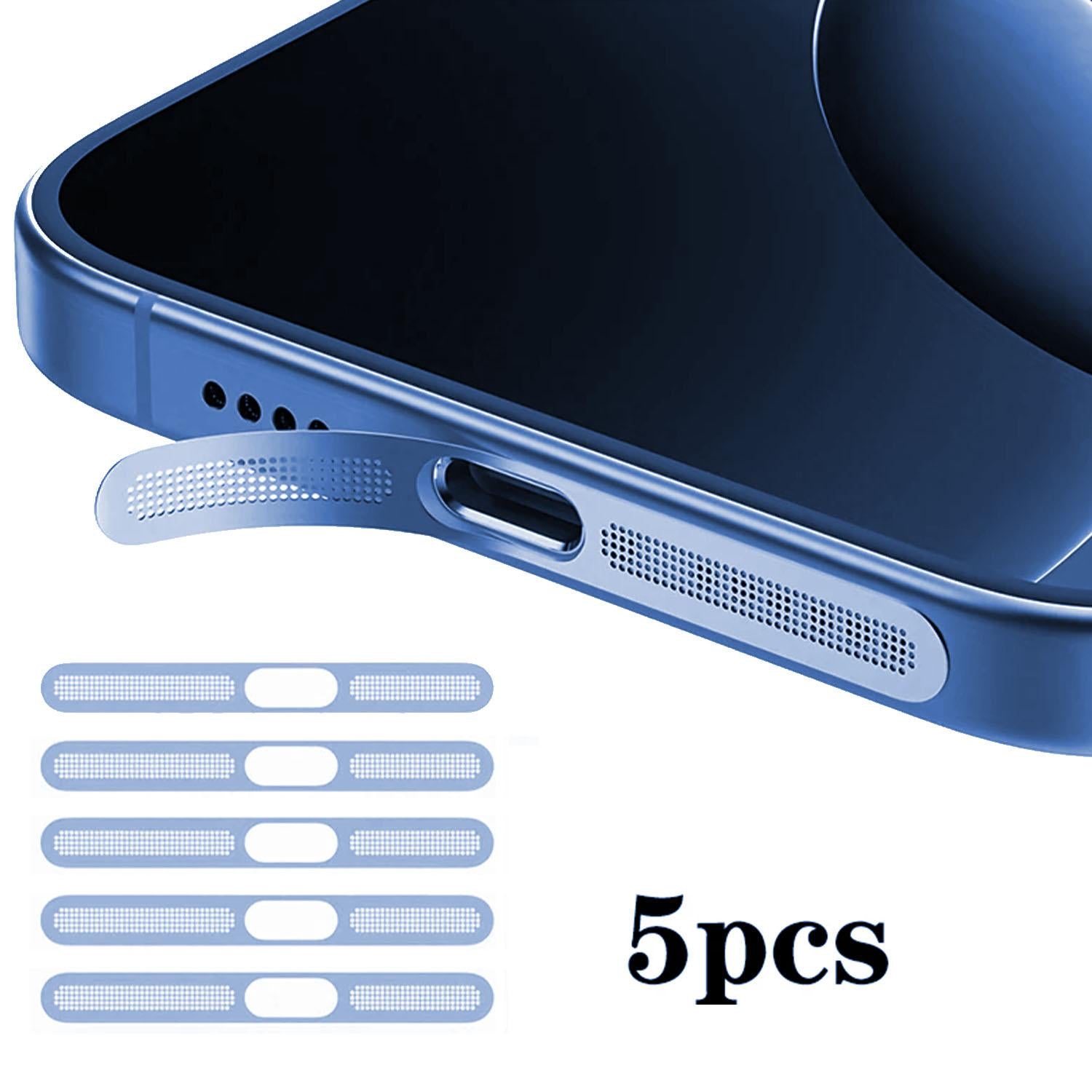 For iPhone 17 5pcs High-Density Metallic Integrated Speaker Dust Cover(Light Blue)