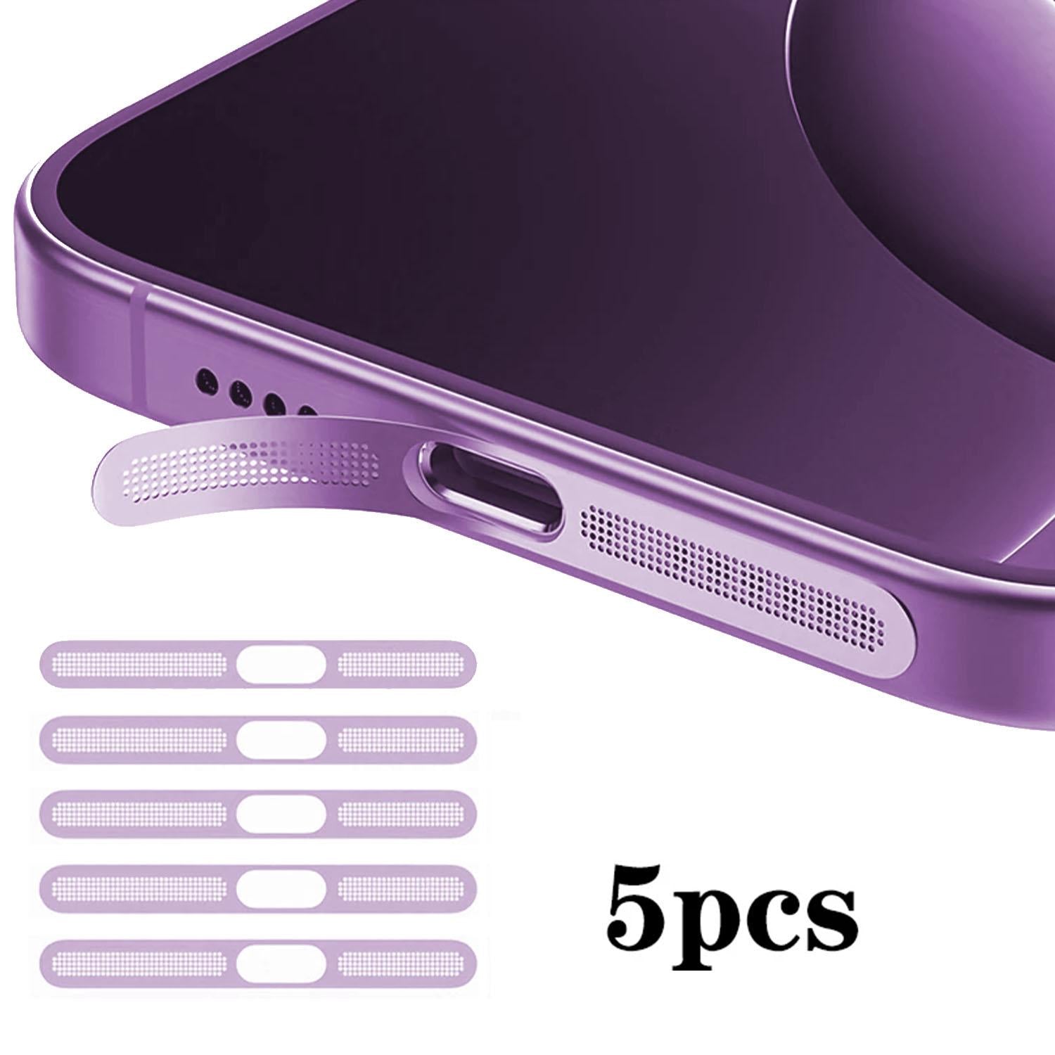 For iPhone 17 5pcs High-Density Metallic Integrated Speaker Dust Cover(Purple)