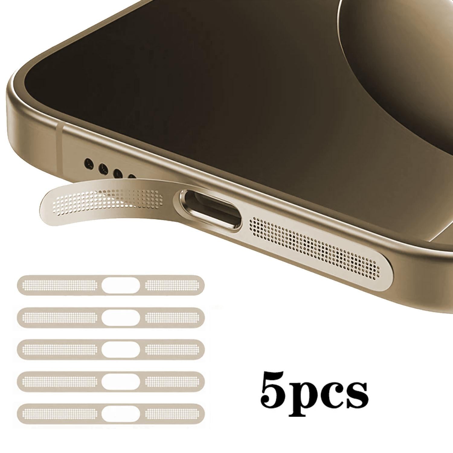 For iPhone Air 5pcs High-Density Metallic Integrated Speaker Dust Cover(Light Gold)