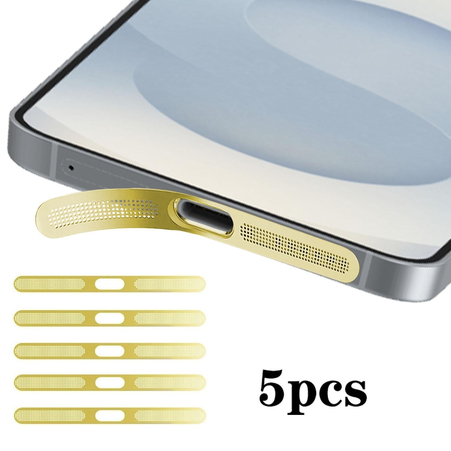 For Samsung Galaxy S25 5G 5pcs High-Density Metallic Integrated Speaker Dust Cover(Gold)