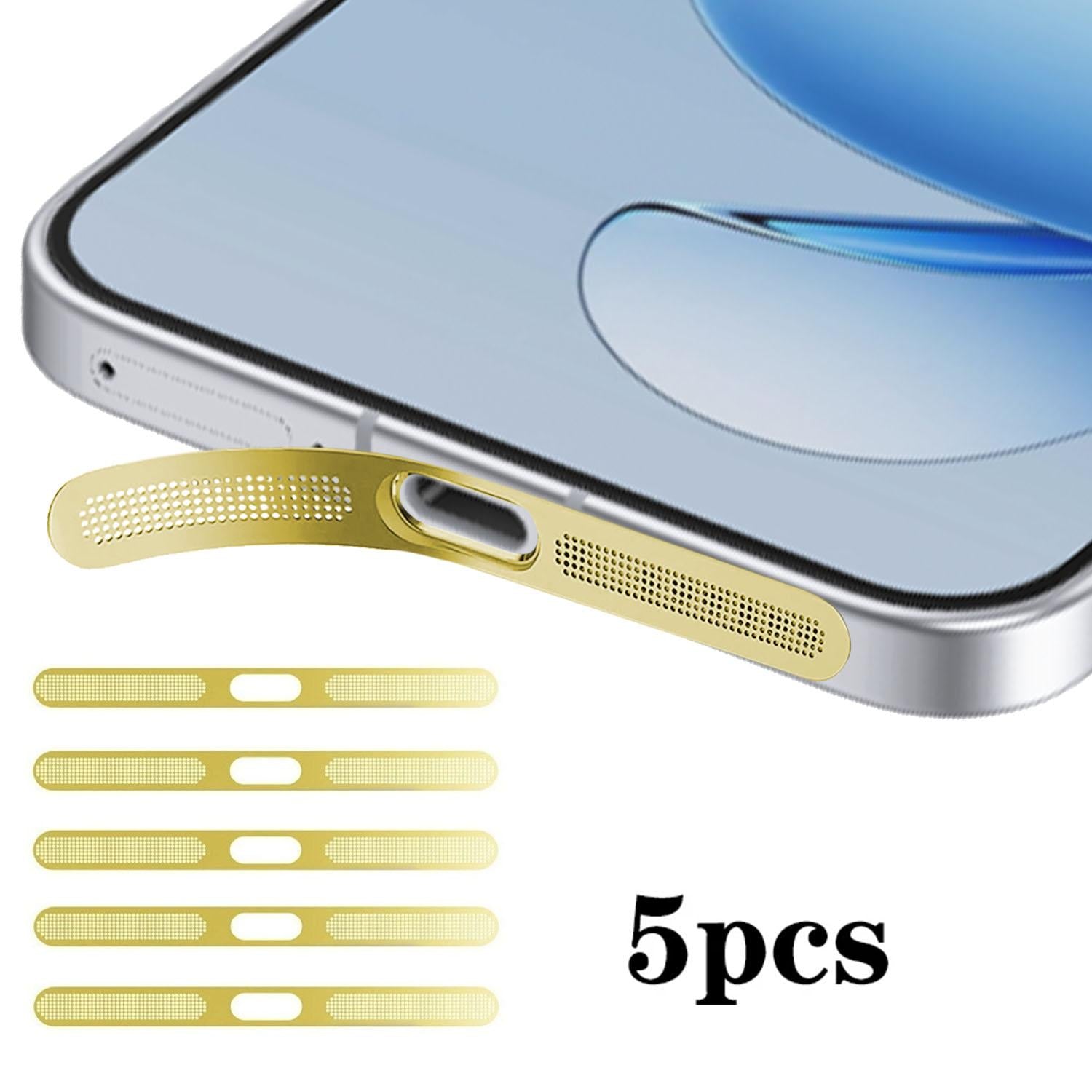 For OPPO Reno14 Pro 5pcs High-Density Metallic Integrated Speaker Dust Cover(Gold)