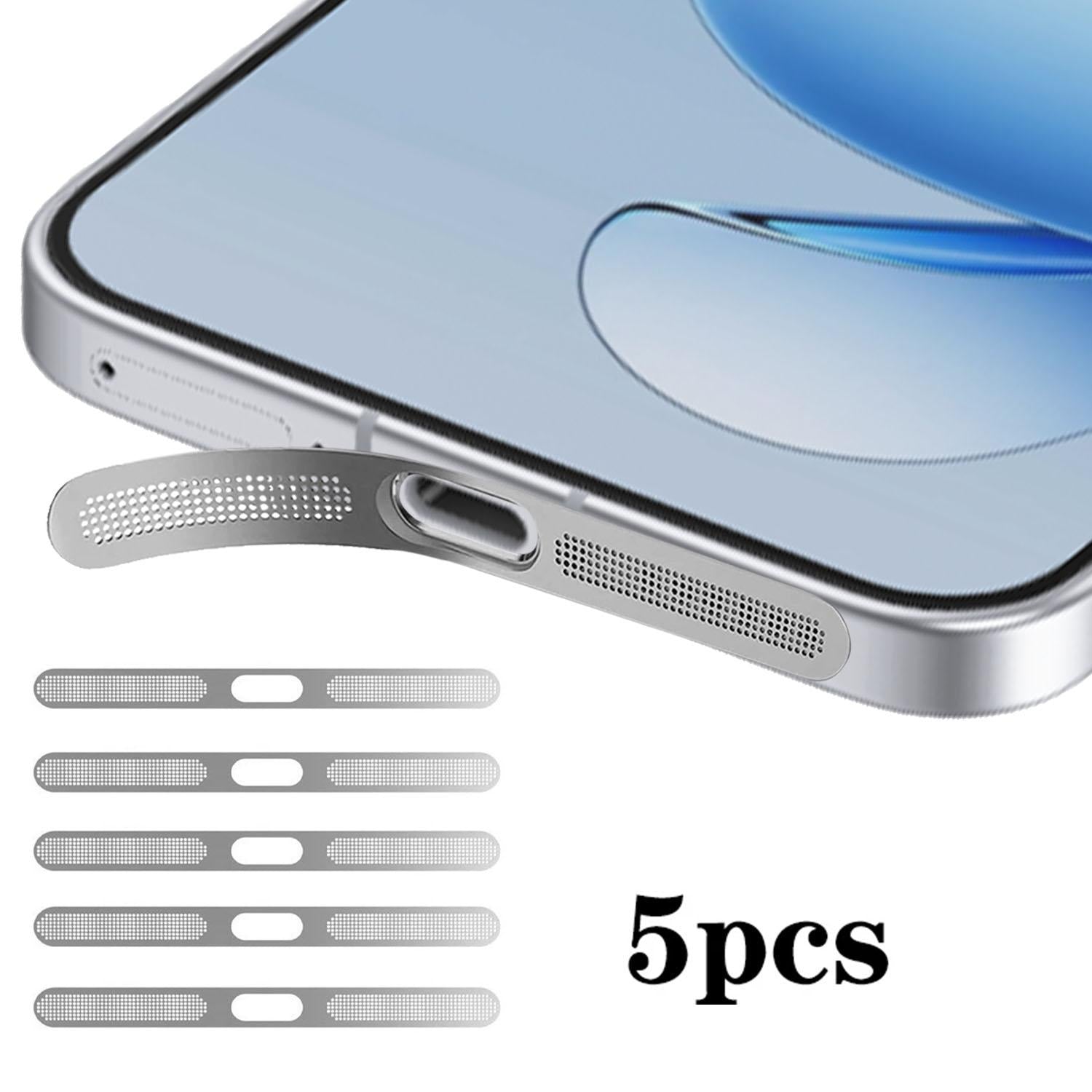 For OPPO Reno14 5pcs High-Density Metallic Integrated Speaker Dust Cover(Silver)