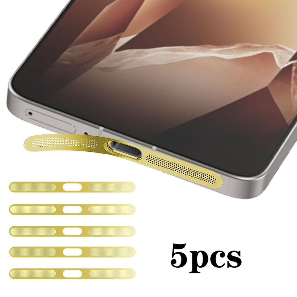 For OnePlus 13R 5pcs High-Density Metallic Integrated Speaker Dust Cover(Gold)