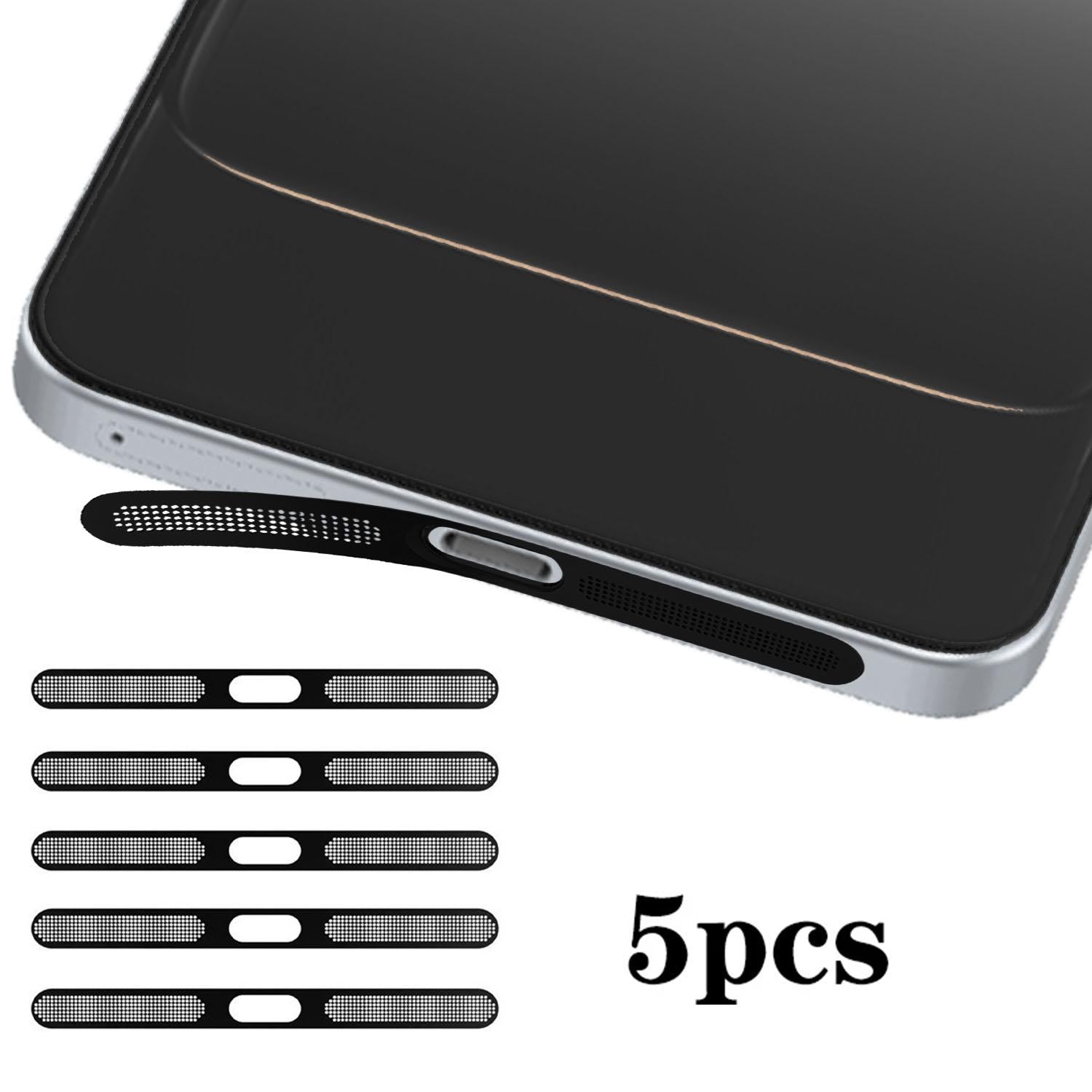 For OnePlus Ace 5 Racing 5pcs High-Density Metallic Integrated Speaker Dust Cover(Black)