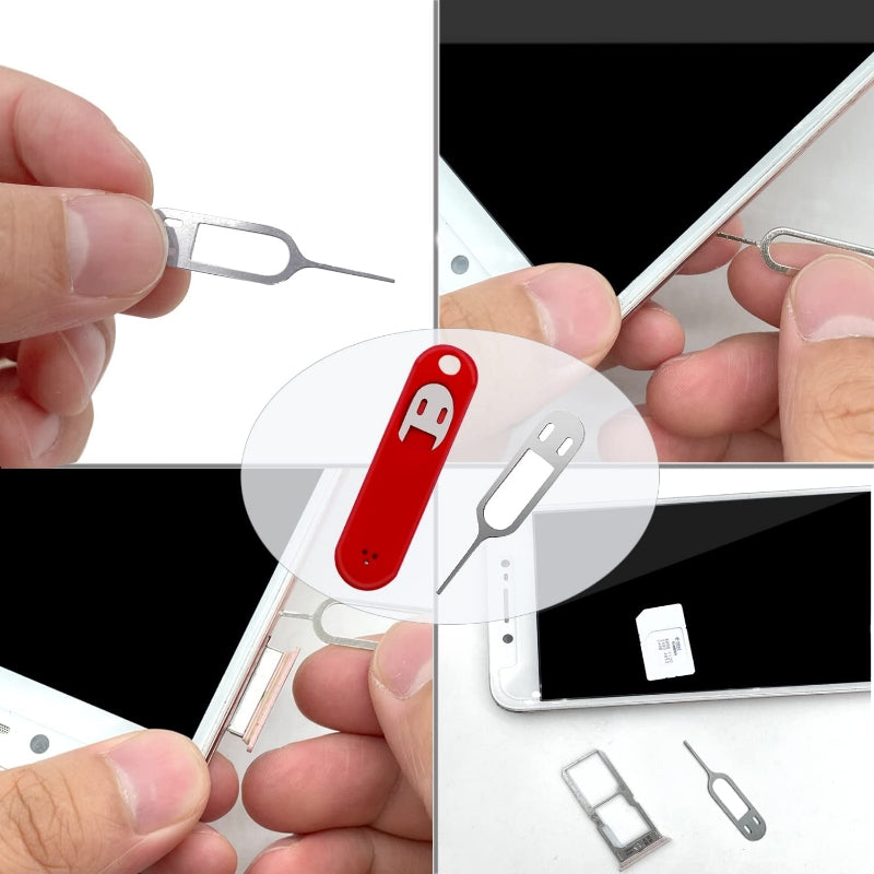 Eject Sim Card Tray Open Pins Needle Keychain Tool With Silicone Case(White)